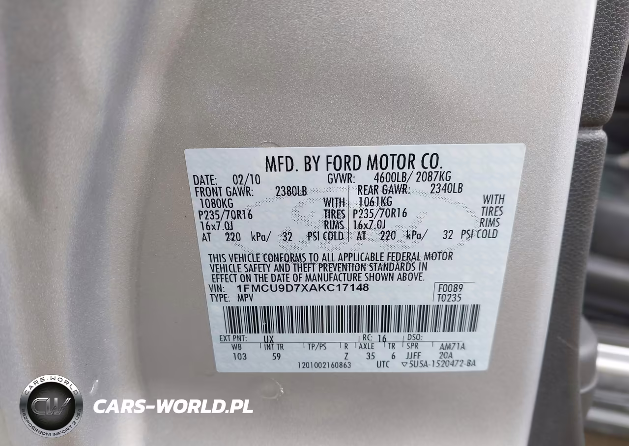 2010 Ford Escape Xlt VIN:1FMCU9D7XAKC17148 - 9