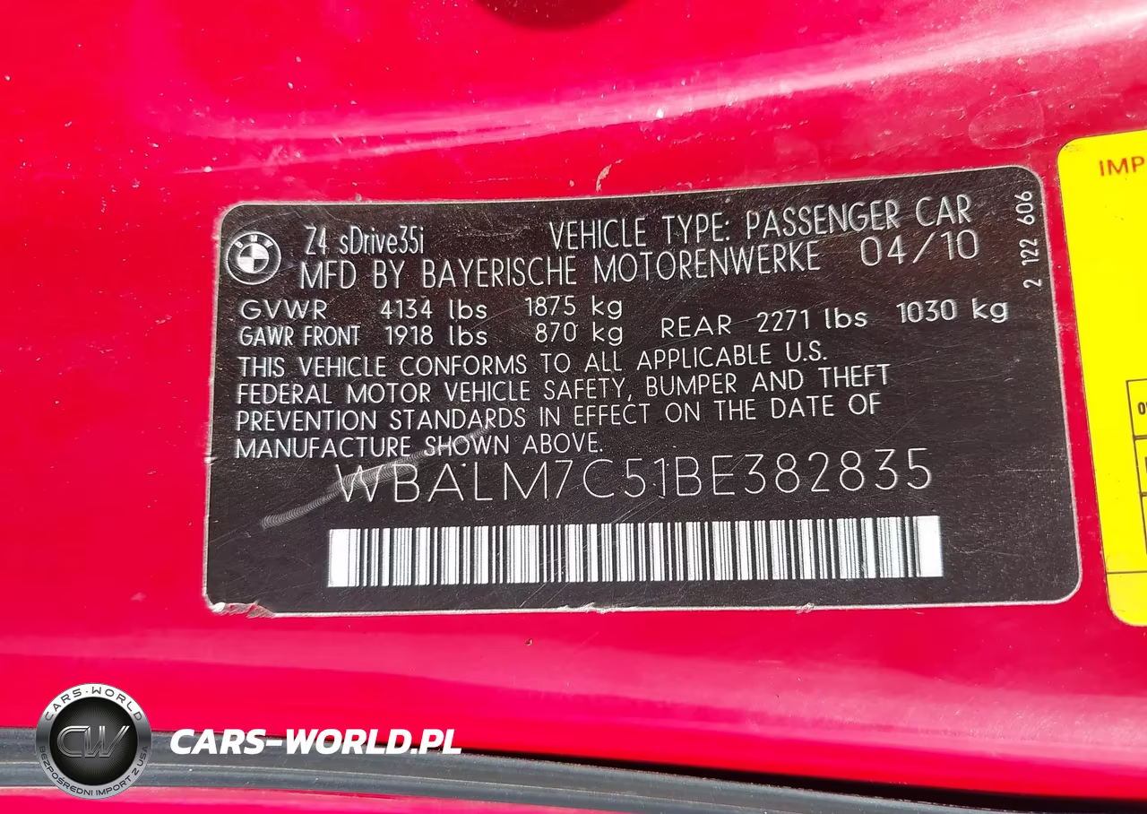 2011 BMW Z4 Sdrive35I VIN:WBALM7C51BE382835 - 9