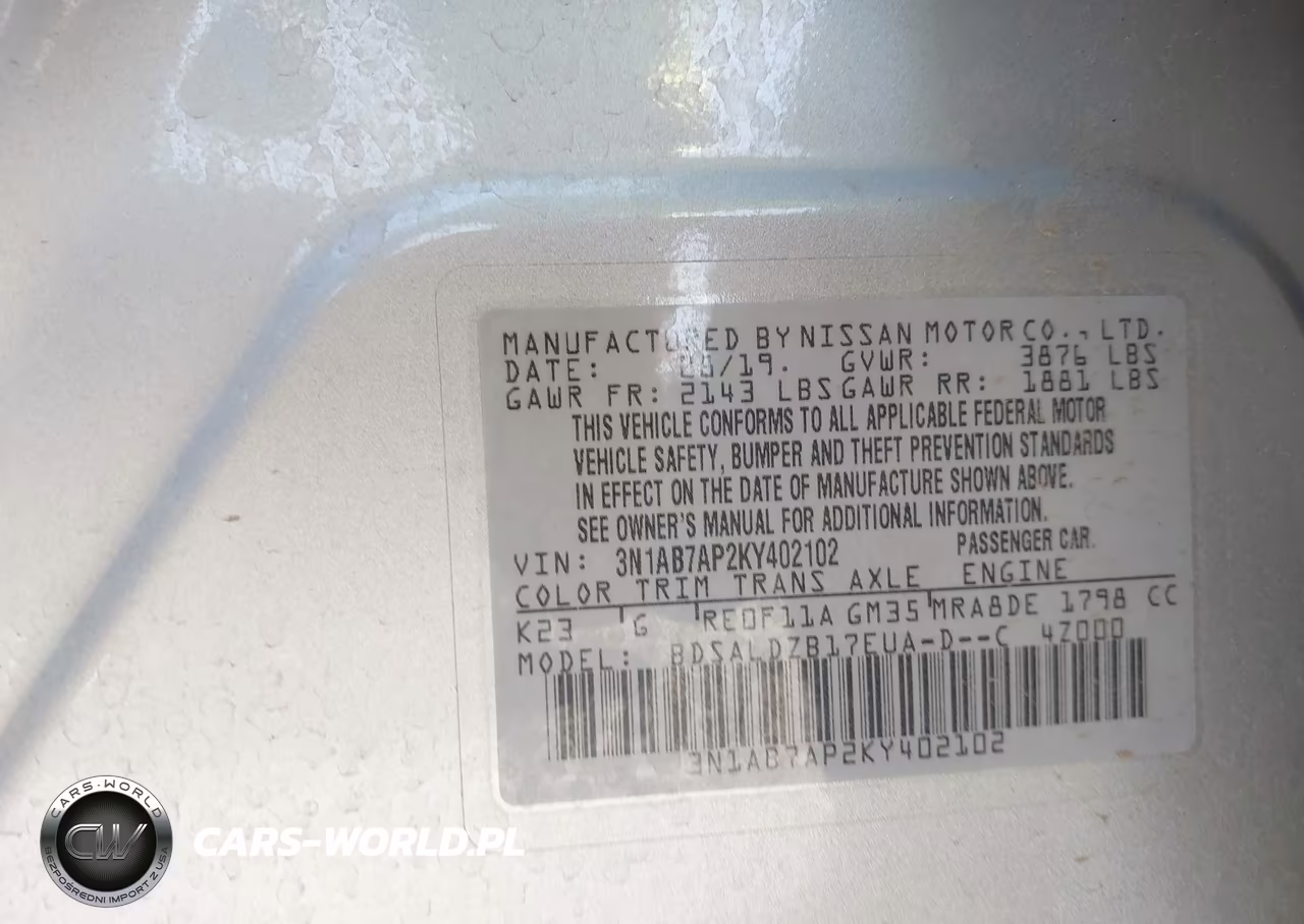 2019 Nissan Sentra Sv VIN:3N1AB7AP2KY402102 - 9