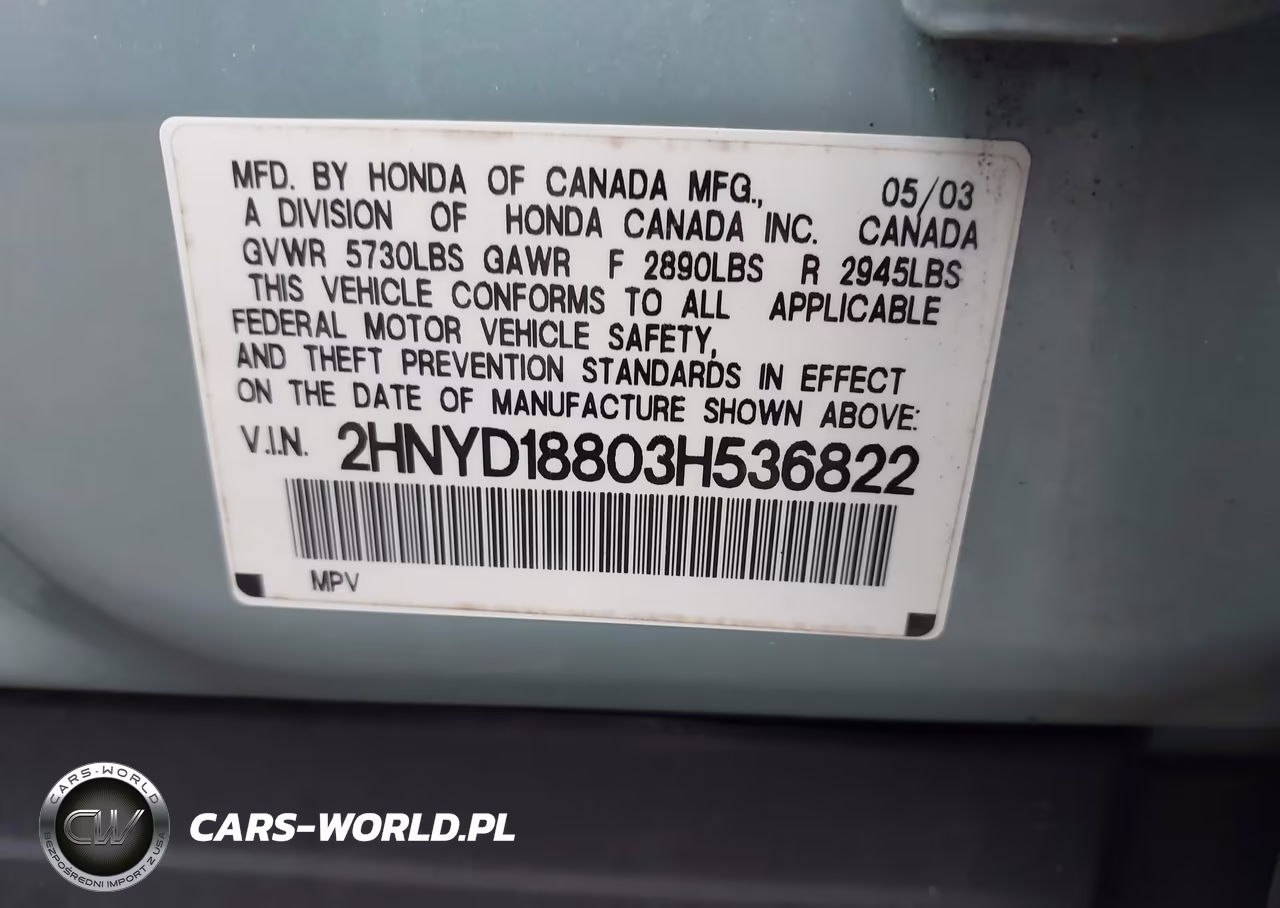 2003 Acura Mdx VIN:2HNYD18803H536822 - 9