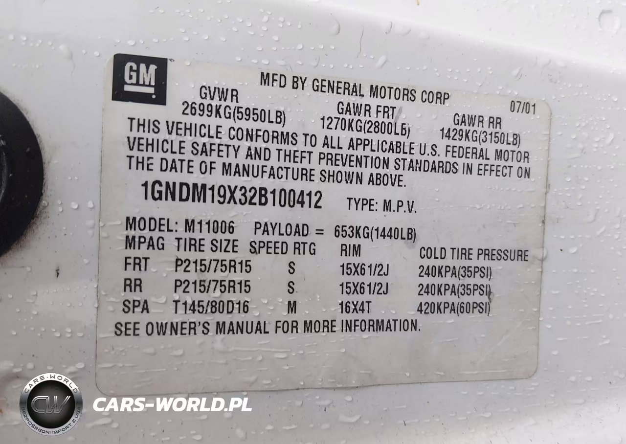 2002 Chevrolet Astro Ls VIN:1GNDM19X32B100412 - 9