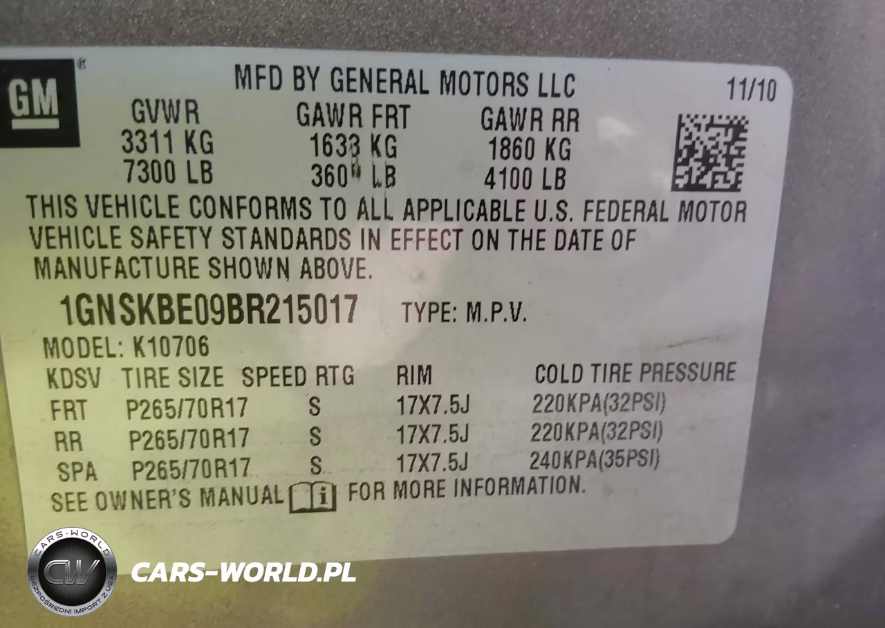 2011 Chevrolet Tahoe Lt VIN:1GNSKBE09BR215017 - 9