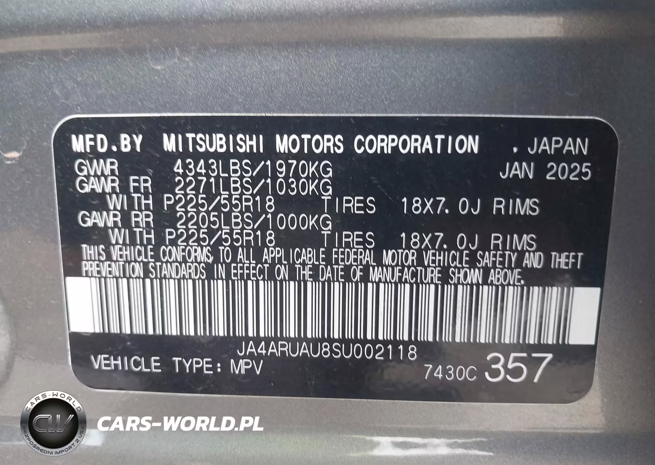 2025 Mitsubishi Outlander Sport 2.0 Es Awc-2.0 Le Awc-2.0 S Awc-2.0 Se Awc-2.0 Trail Edition Awc VIN:JA4ARUAU8SU002118 - 9
