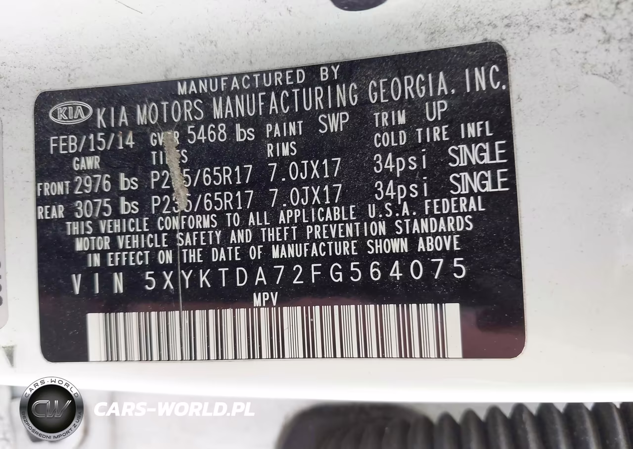 2015 Kia Sorento Lx V6 VIN:5XYKTDA72FG564075 - 9