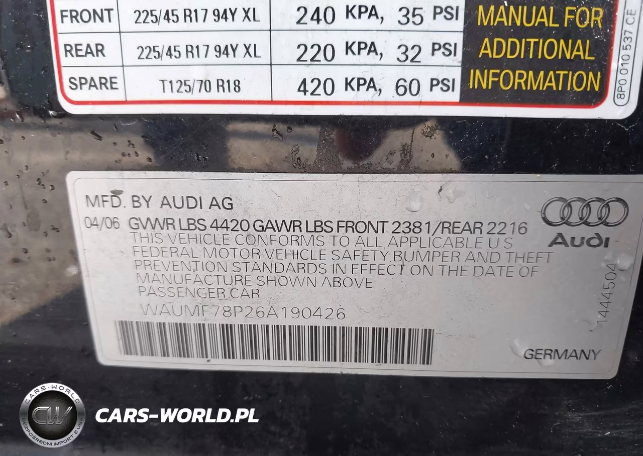 2006 Audi A3 2.0T VIN:WAUMF78P26A190426 - 9