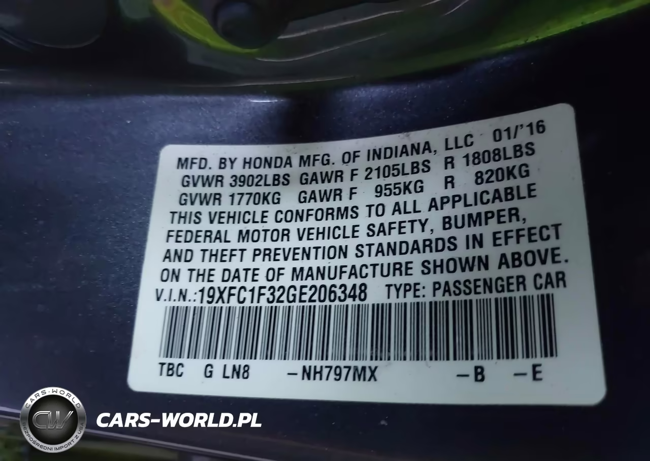 2016 Honda Civic Ex-T VIN:19XFC1F32GE206348 - 9