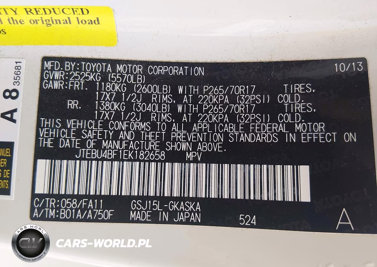 2014 Toyota Fj Cruiser VIN:JTEBU4BF1EK182658 - 9