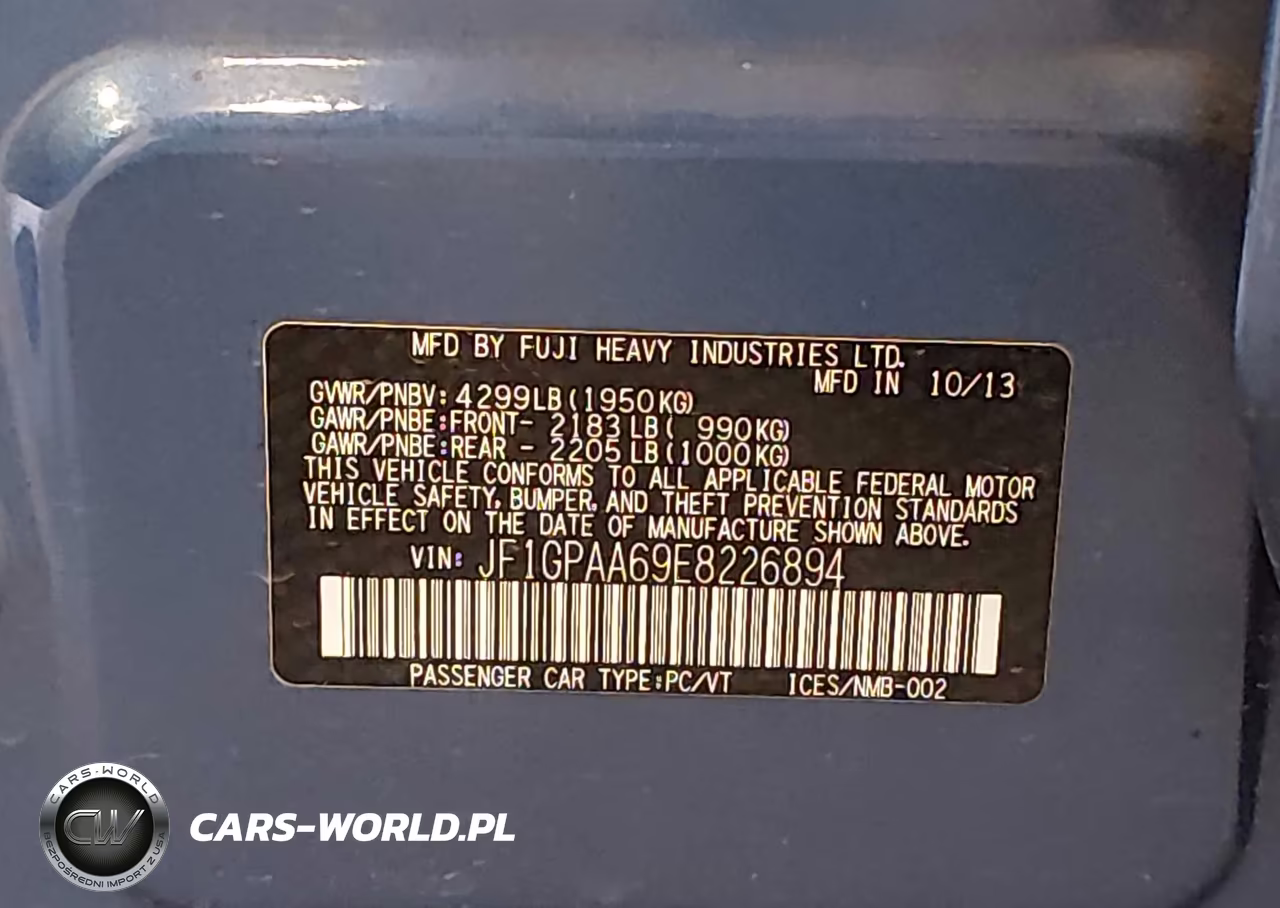 2014 Subaru Impreza 2.0I VIN:JF1GPAA69E8226894 - 9