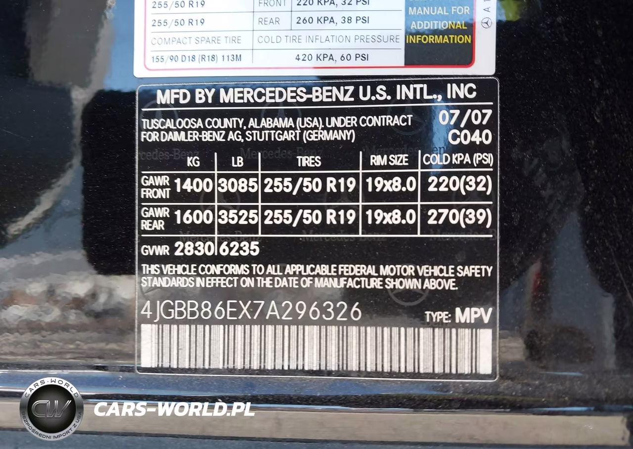 2007 Mercedes-Benz Ml 350 4Matic VIN:4JGBB86EX7A296326 - 9