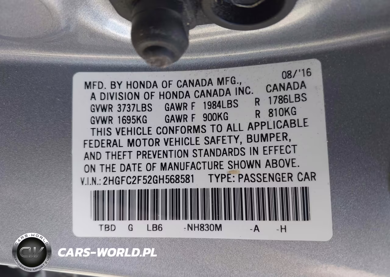 2016 Honda Civic Lx VIN:2HGFC2F52GH568581 - 9