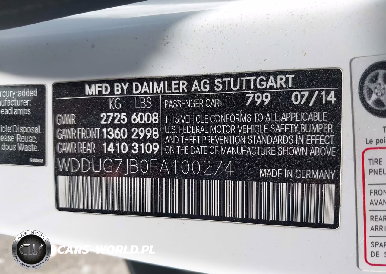 2015 Mercedes-Benz S 63 Amg VIN:WDDUG7JB0FA100274 - 9