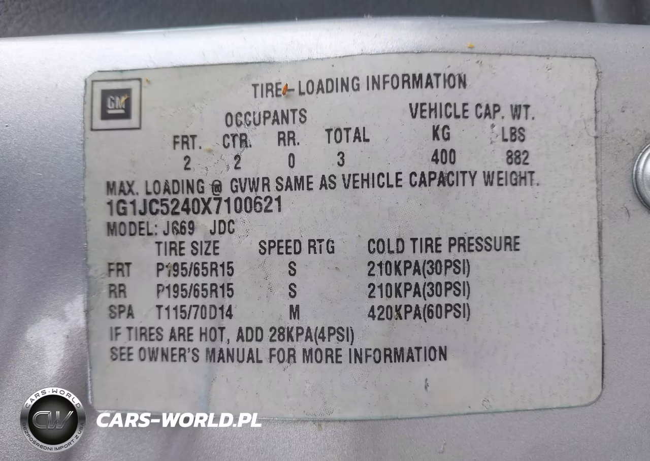 1999 Chevrolet Cavalier VIN:1G1JC5240X7100621 - 9