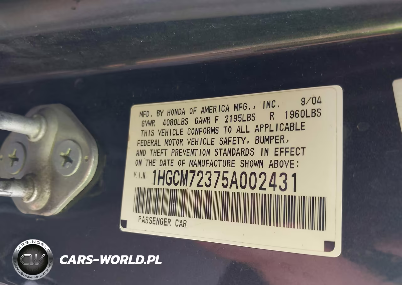 2005 Honda Accord 2.4 Lx VIN:1HGCM72375A002431 - 9