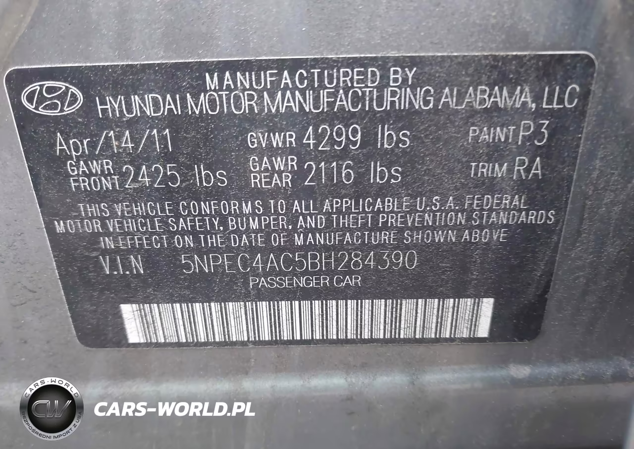 2011 Hyundai Sonata Se VIN:5NPEC4AC5BH284390 - 9