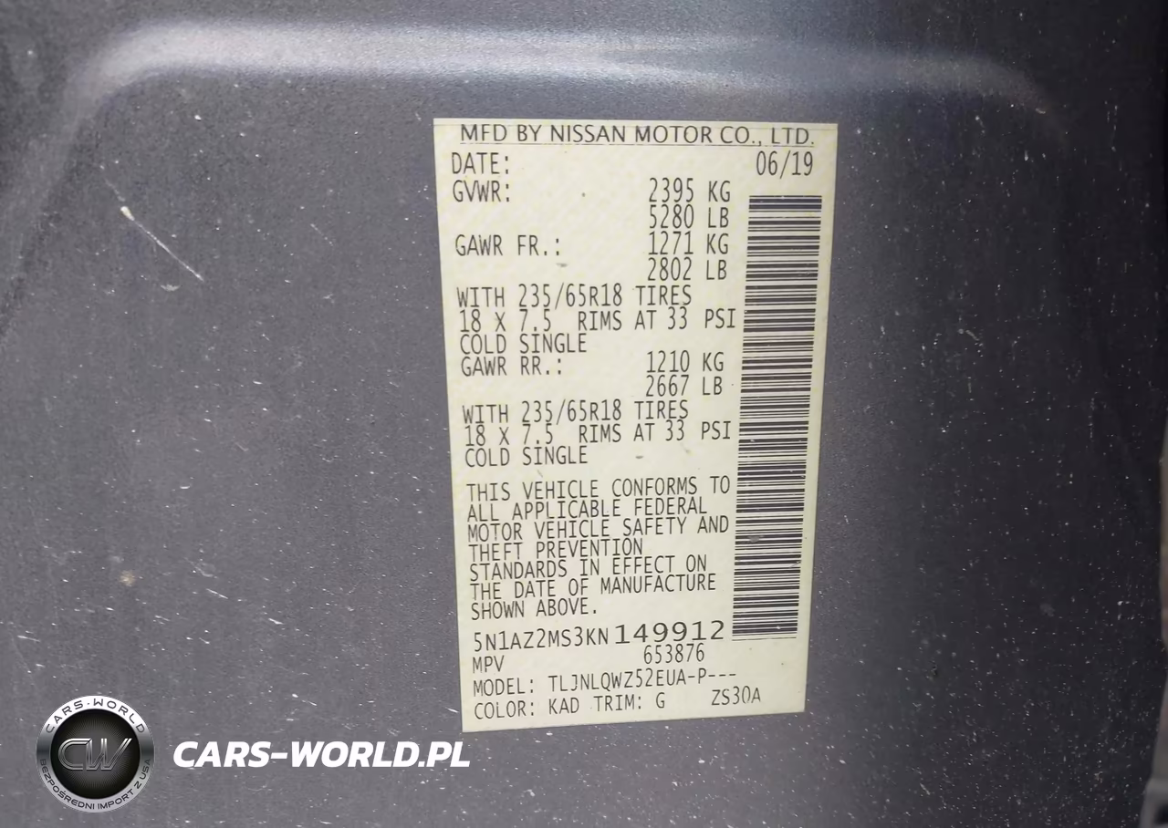 2019 Nissan Murano Sv VIN:5N1AZ2MS3KN149912 - 9