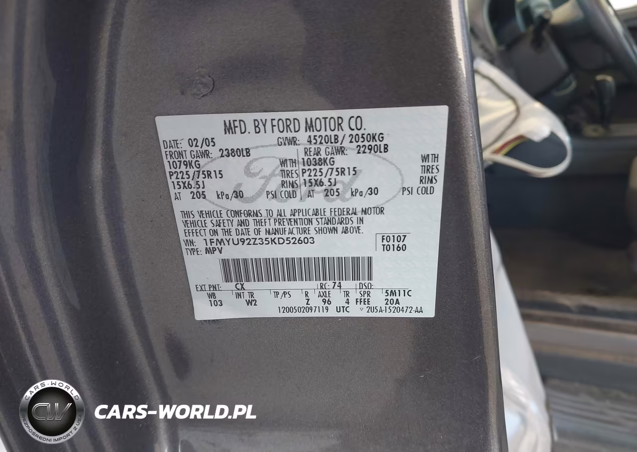 2005 Ford Escape Xls VIN:1FMYU92Z35KD52603 - 9