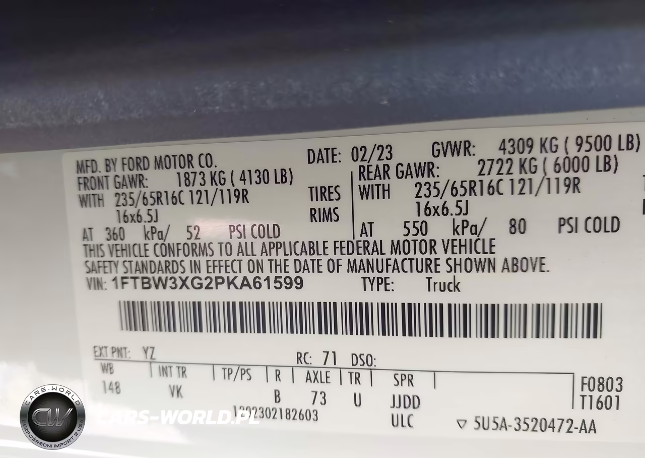 2023 Ford Transit-350 Cargo Van VIN:1FTBW3XG2PKA61599 - 9
