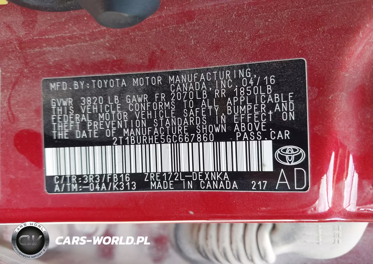 2016 Toyota Corolla Le VIN:2T1BURHE5GC667860 - 9