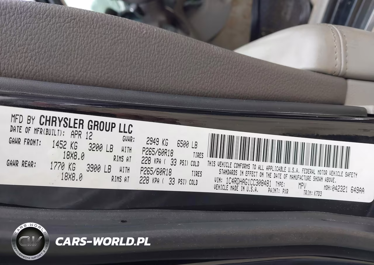 2012 Dodge Durango Sxt VIN:1C4RDHAG1CC308481 - 9