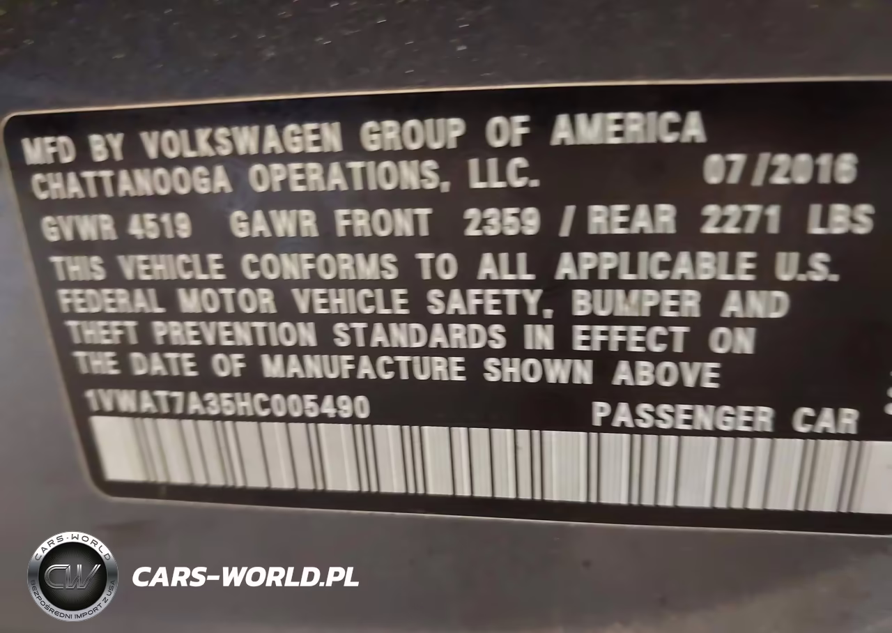 2017 Volkswagen Passat 1.8T S VIN:1VWAT7A35HC005490 - 9