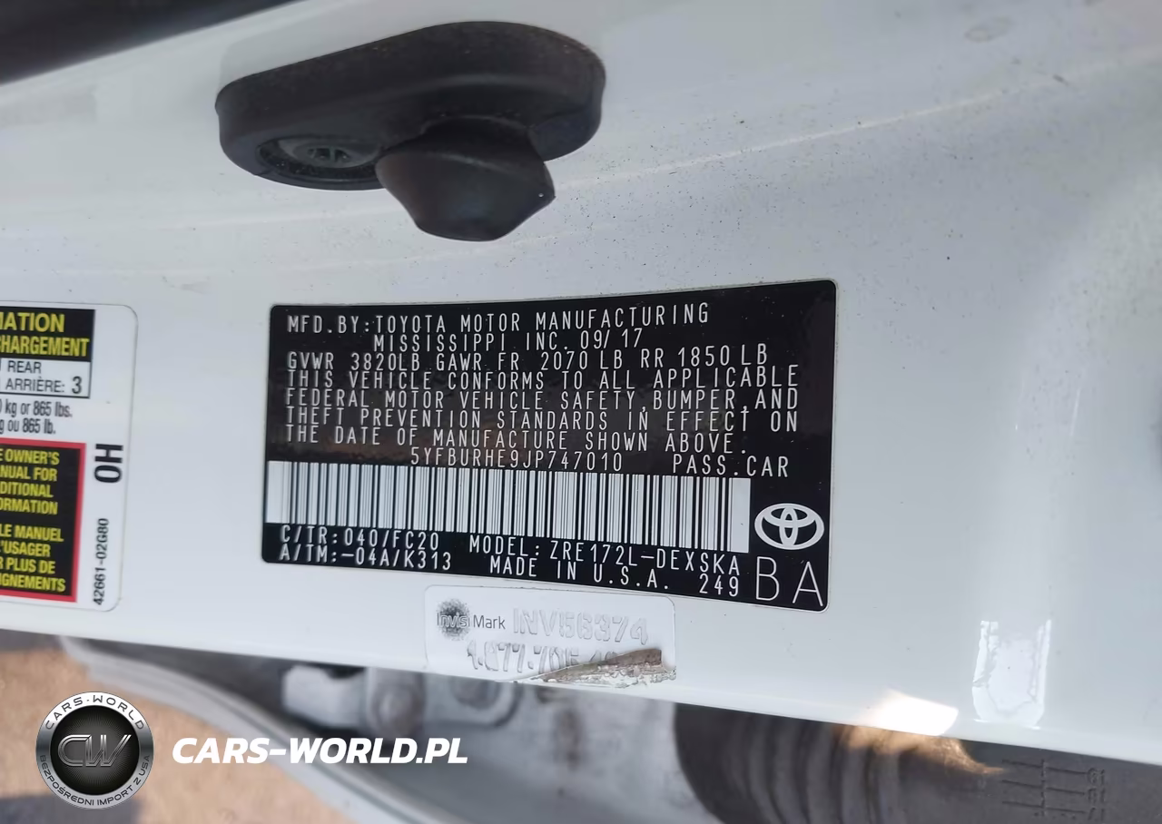 2018 Toyota Corolla Se VIN:5YFBURHE9JP747010 - 9