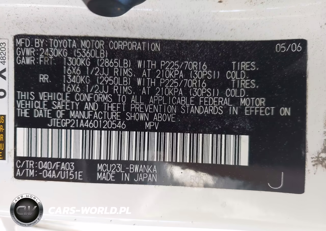 2006 Toyota Highlander Sport V6-V6 VIN:JTEGP21A460120546 - 9