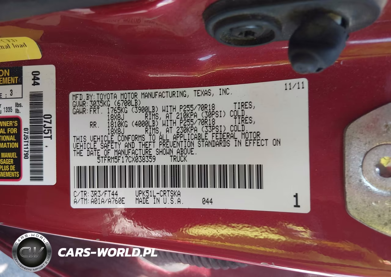 2012 Toyota Tundra Grade 4.6L V8 VIN:5TFRM5F17CX038359 - 9