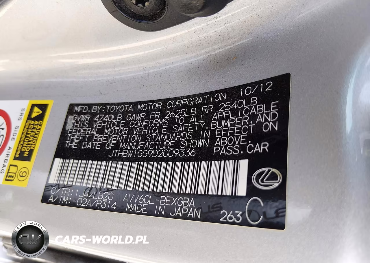 2013 Lexus Es 300H VIN:JTHBW1GG9D2009336 - 9