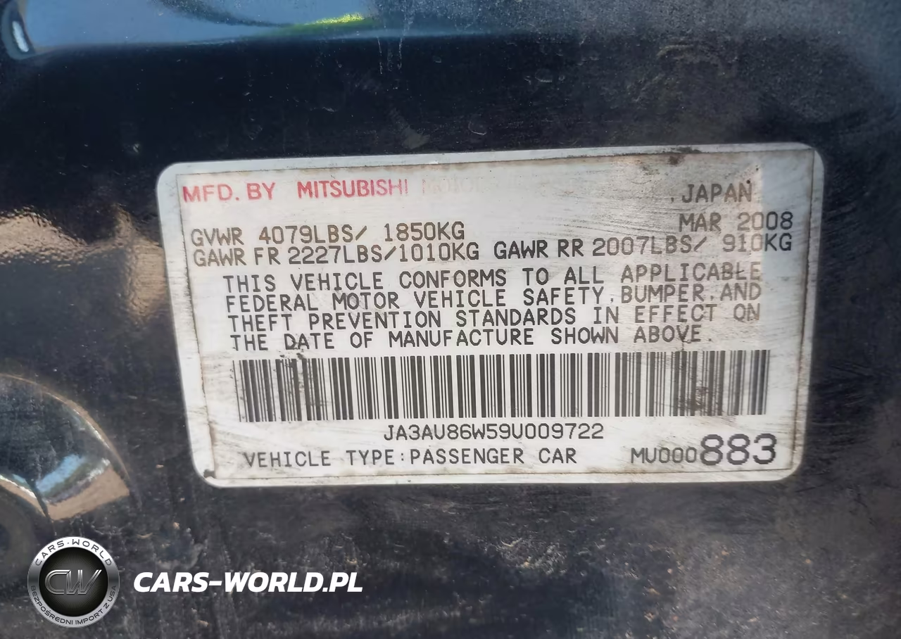 2009 Mitsubishi Lancer Gts VIN:JA3AU86W59U009722 - 9