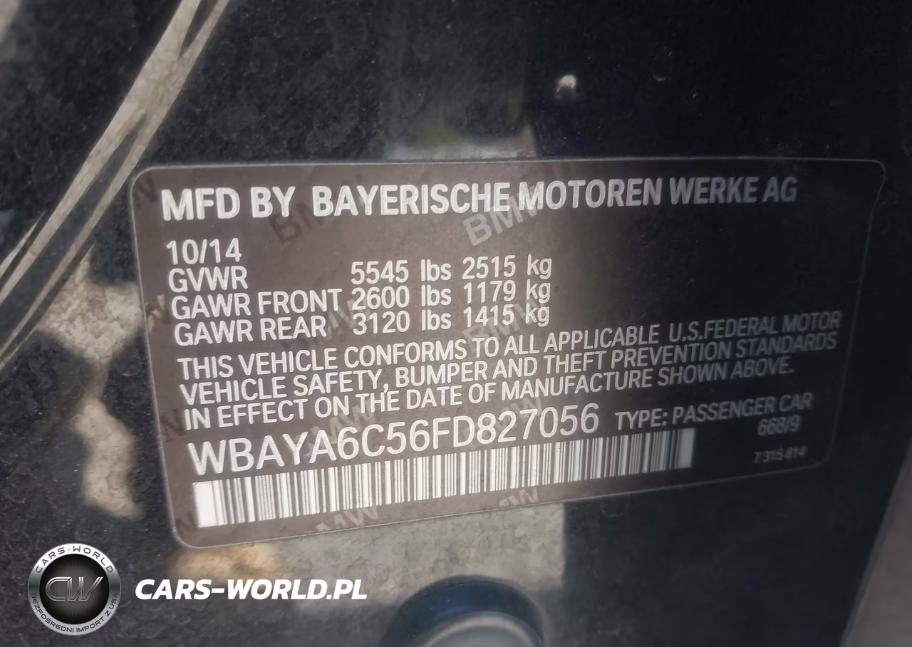 2015 BMW 740I VIN:WBAYA6C56FD827056 - 9