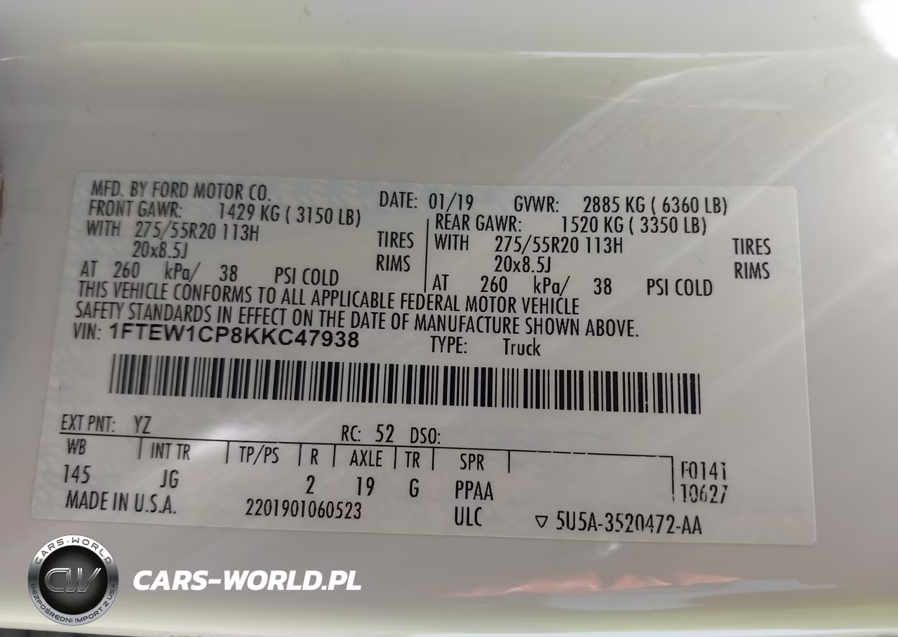 2019 Ford F-150 Xl VIN:1FTEW1CP8KKC47938 - 9