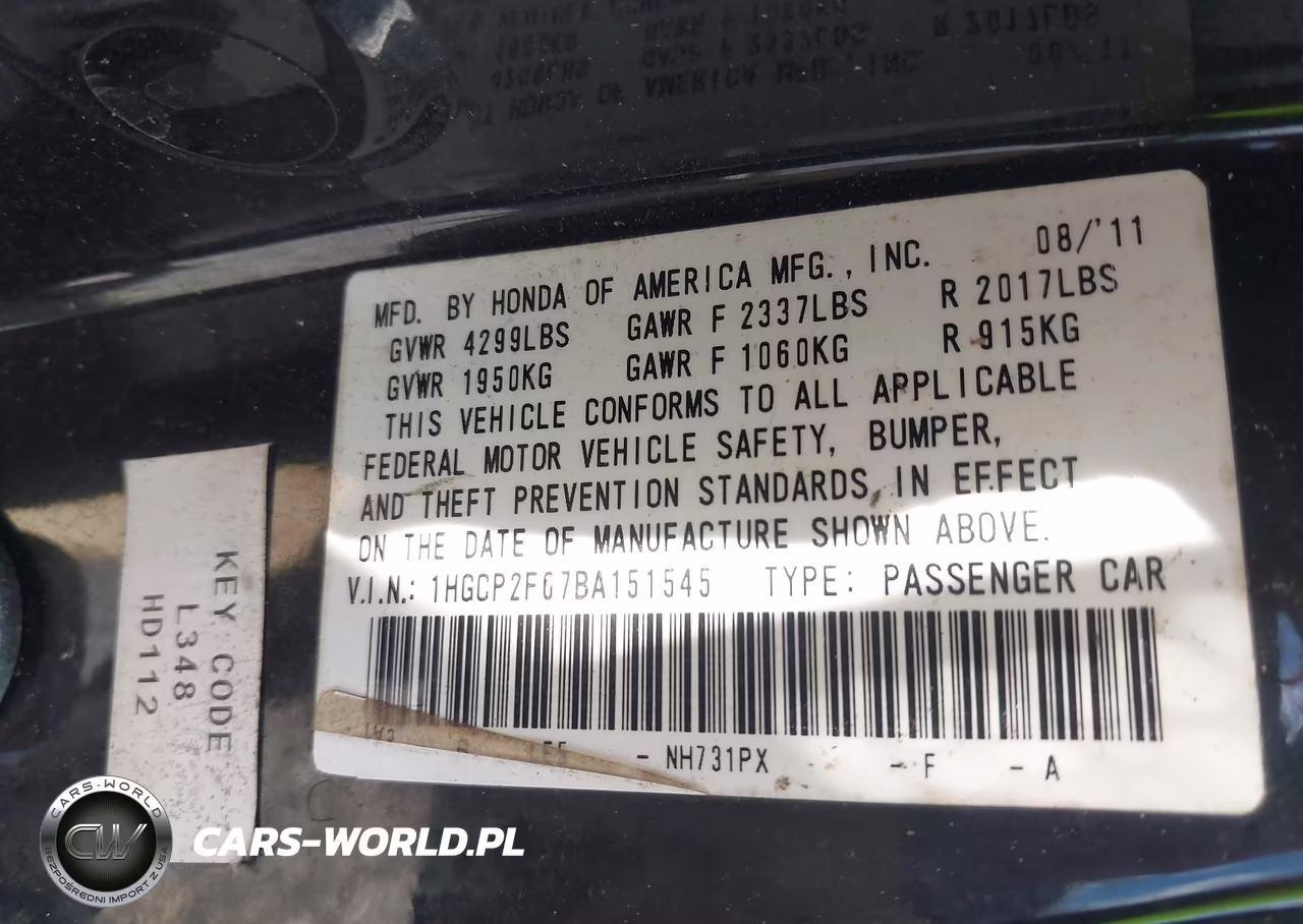 2011 Honda Accord 2.4 Se VIN:1HGCP2F67BA151545 - 9