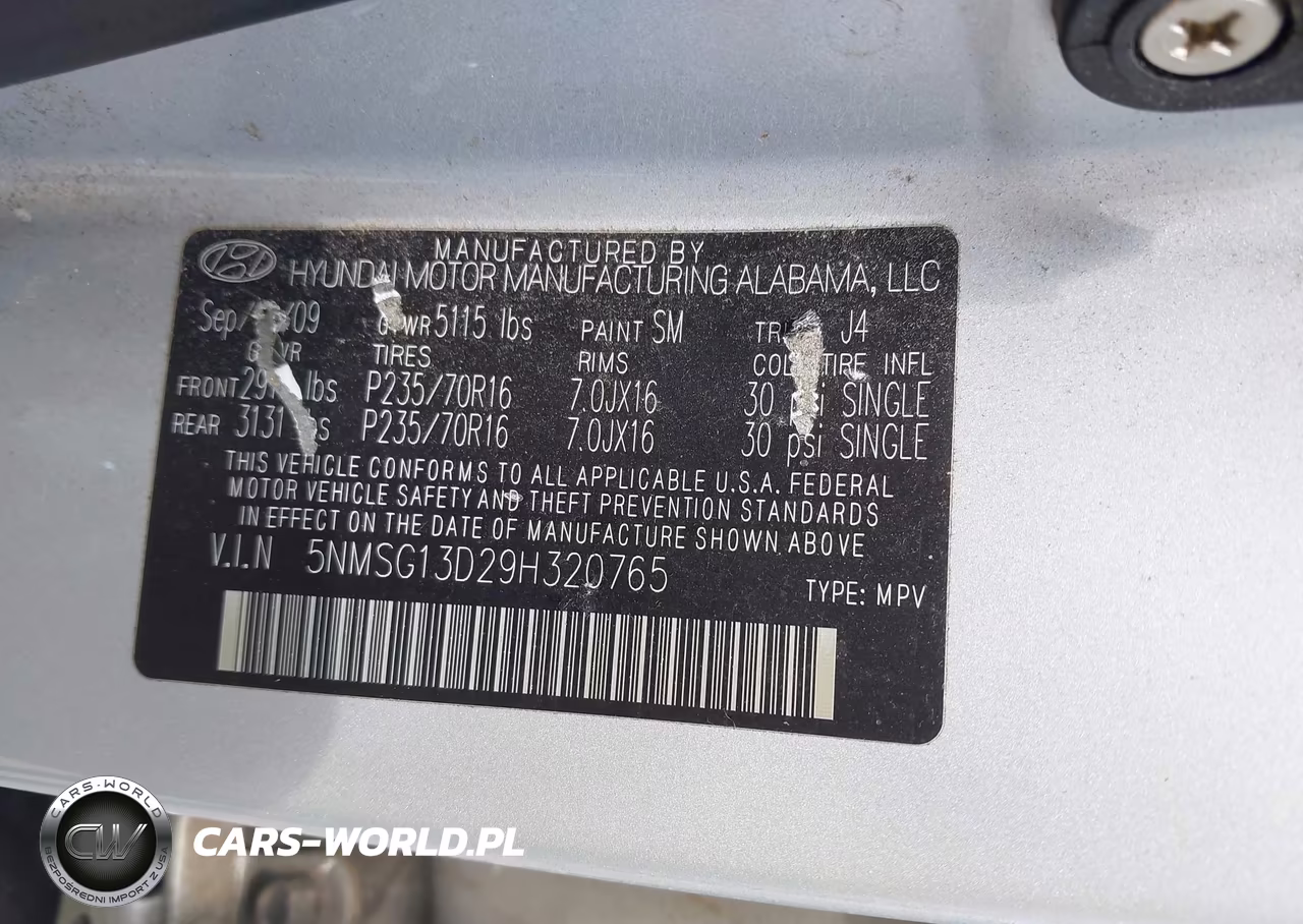 2009 Hyundai Santa Fe Gls VIN:5NMSG13D29H320765 - 9