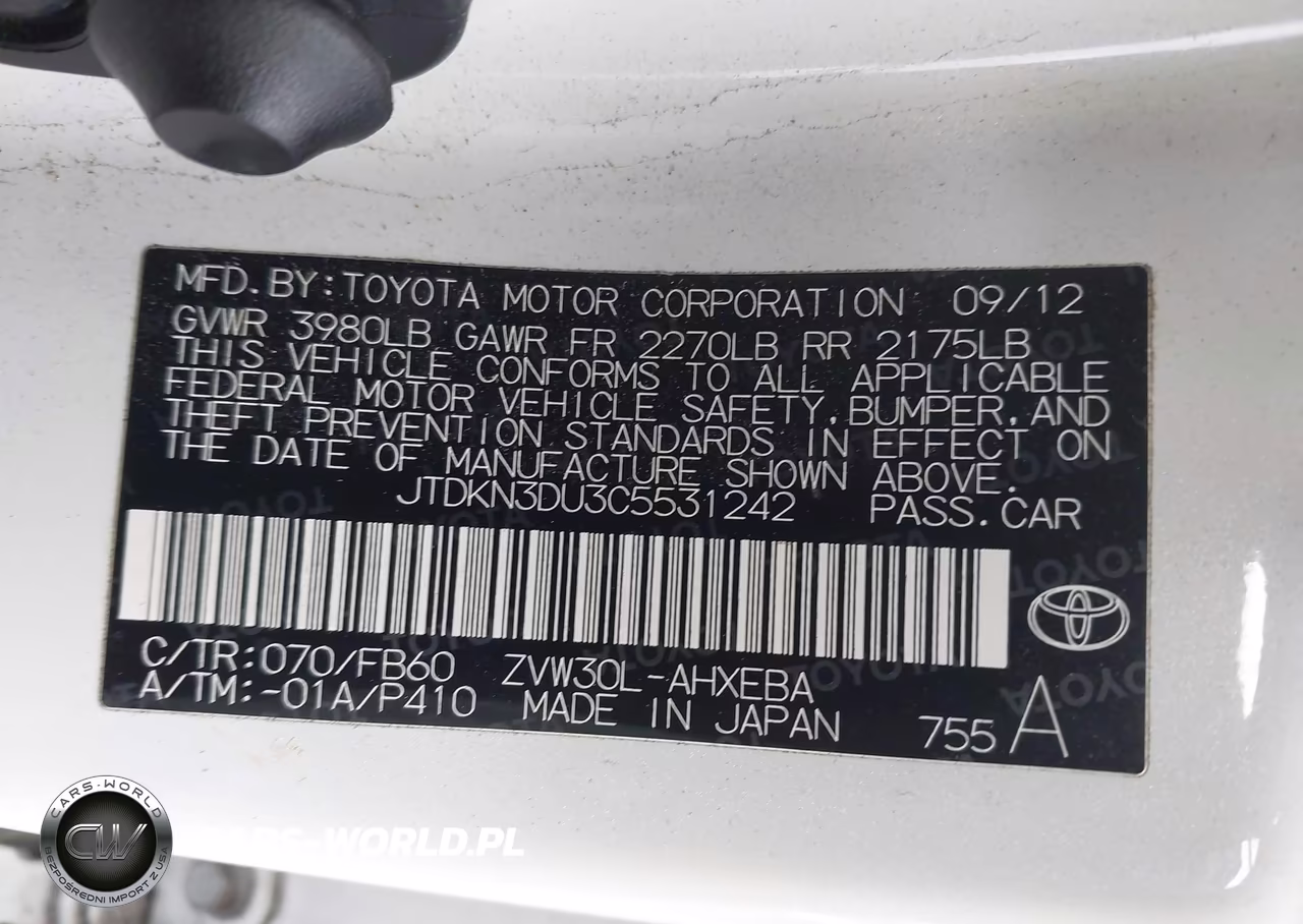 2012 Toyota Prius Three VIN:JTDKN3DU3C5531242 - 9