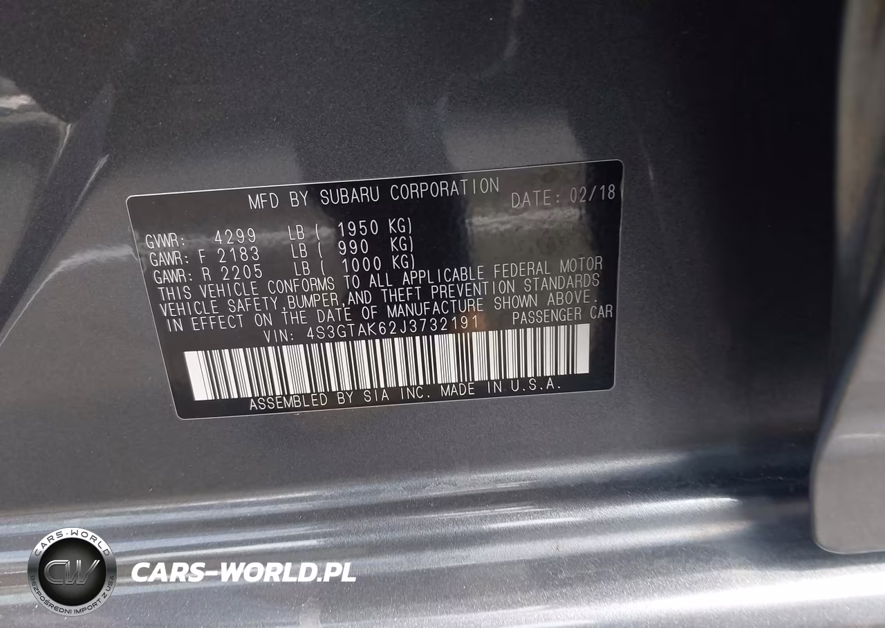 2018 Subaru Impreza 2.0I Sport VIN:4S3GTAK62J3732191 - 9