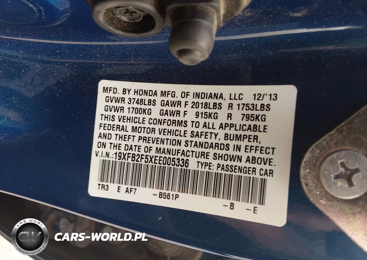 2014 Honda Civic Lx VIN:19XFB2F5XEE005336 - 9