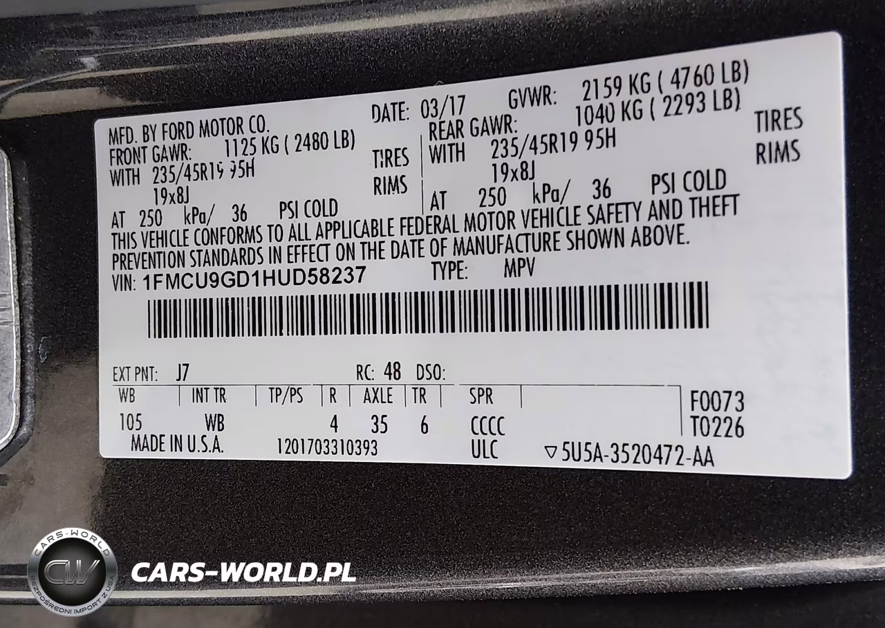 2017 Ford Escape Se VIN:1FMCU9GD1HUD58237 - 9
