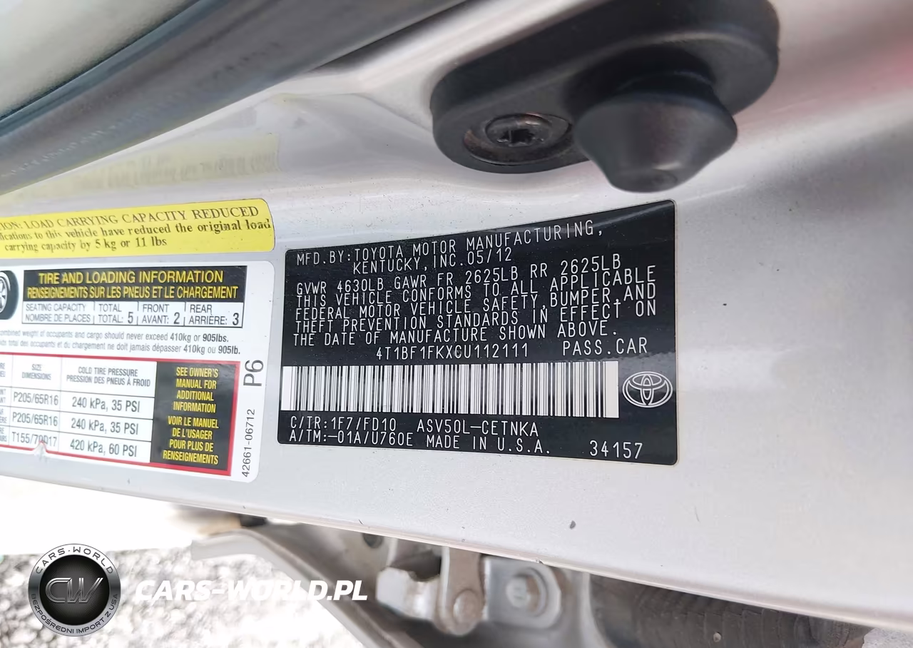 2012 Toyota Camry Le VIN:4T1BF1FKXCU112111 - 9