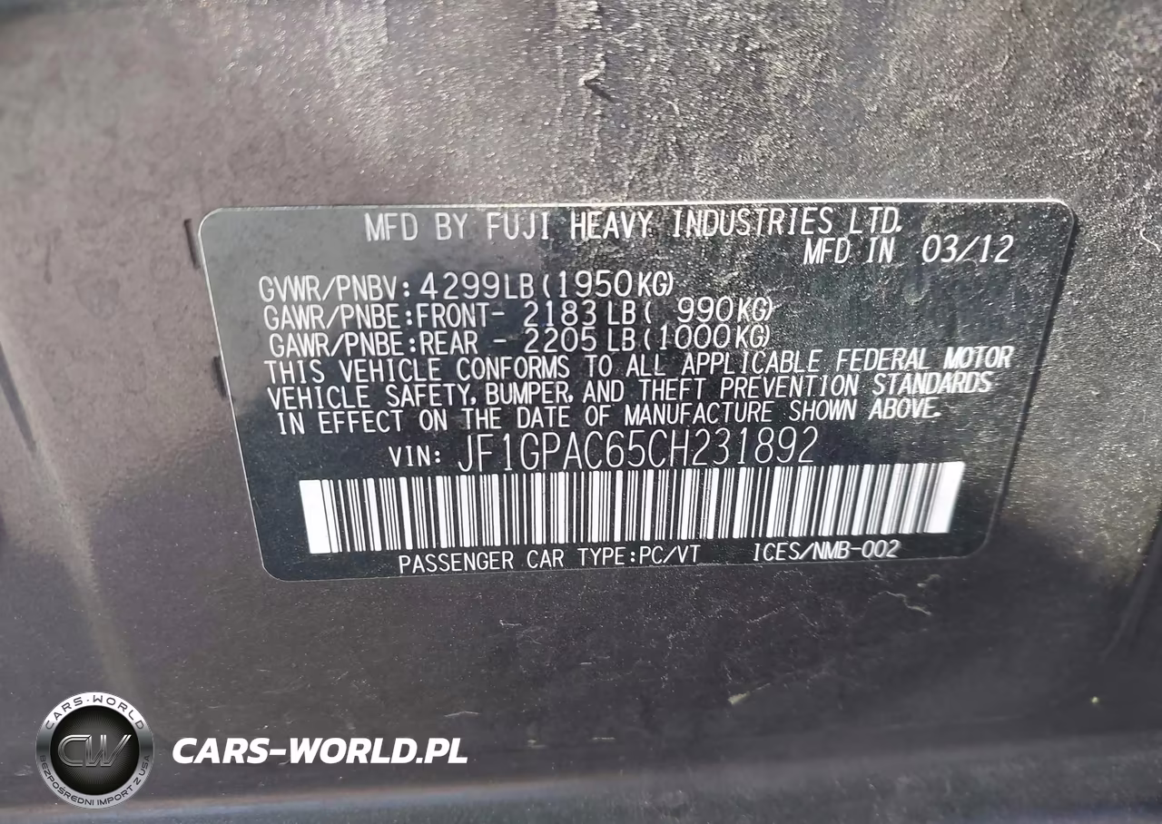 2012 Subaru Impreza 2.0I Premium VIN:JF1GPAC65CH231892 - 9