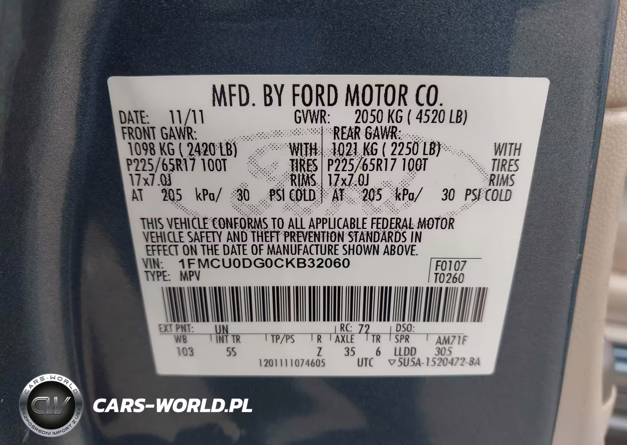 2012 Ford Escape Xlt VIN:1FMCU0DG0CKB32060 - 9