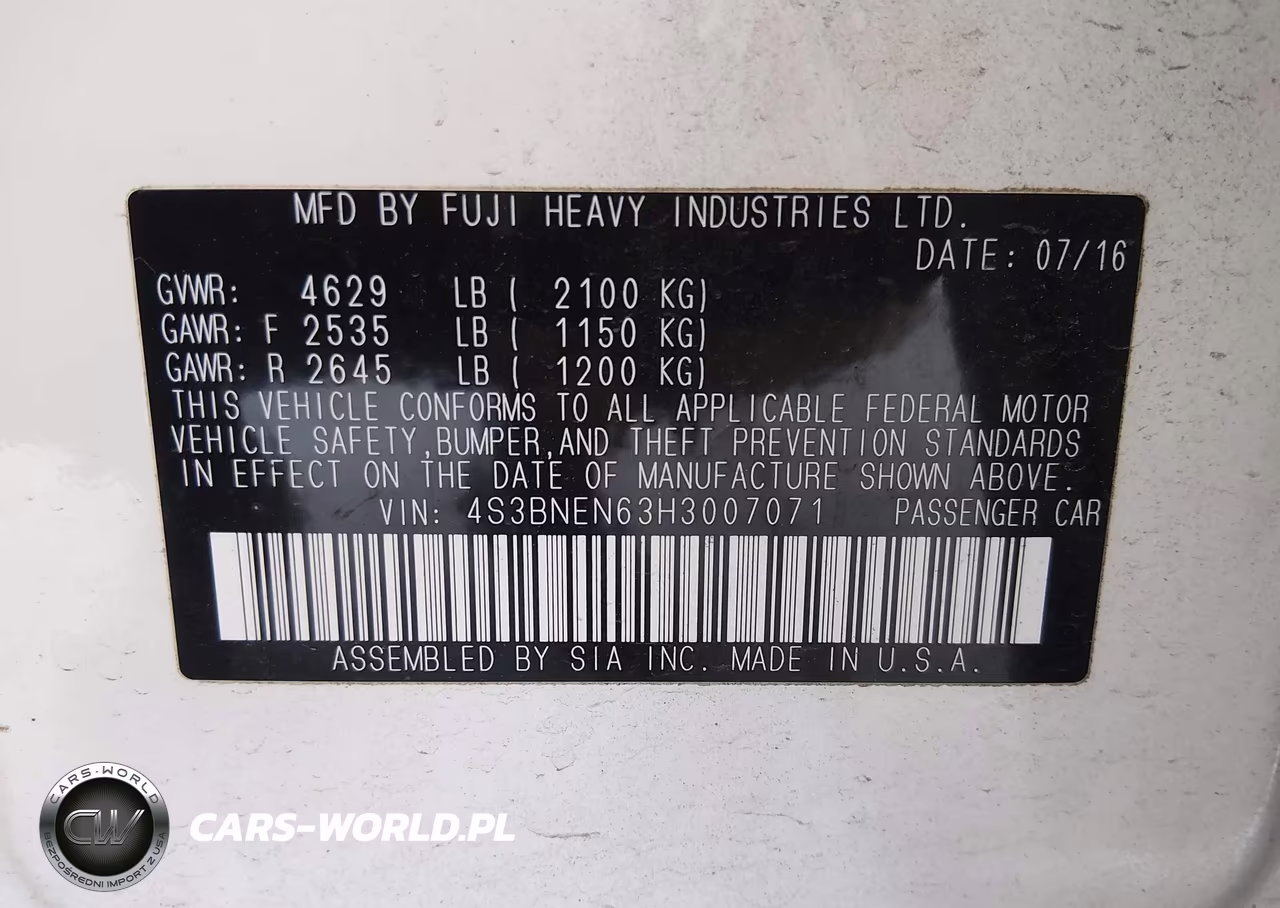 2017 Subaru Legacy 3.6R Limited VIN:4S3BNEN63H3007071 - 9