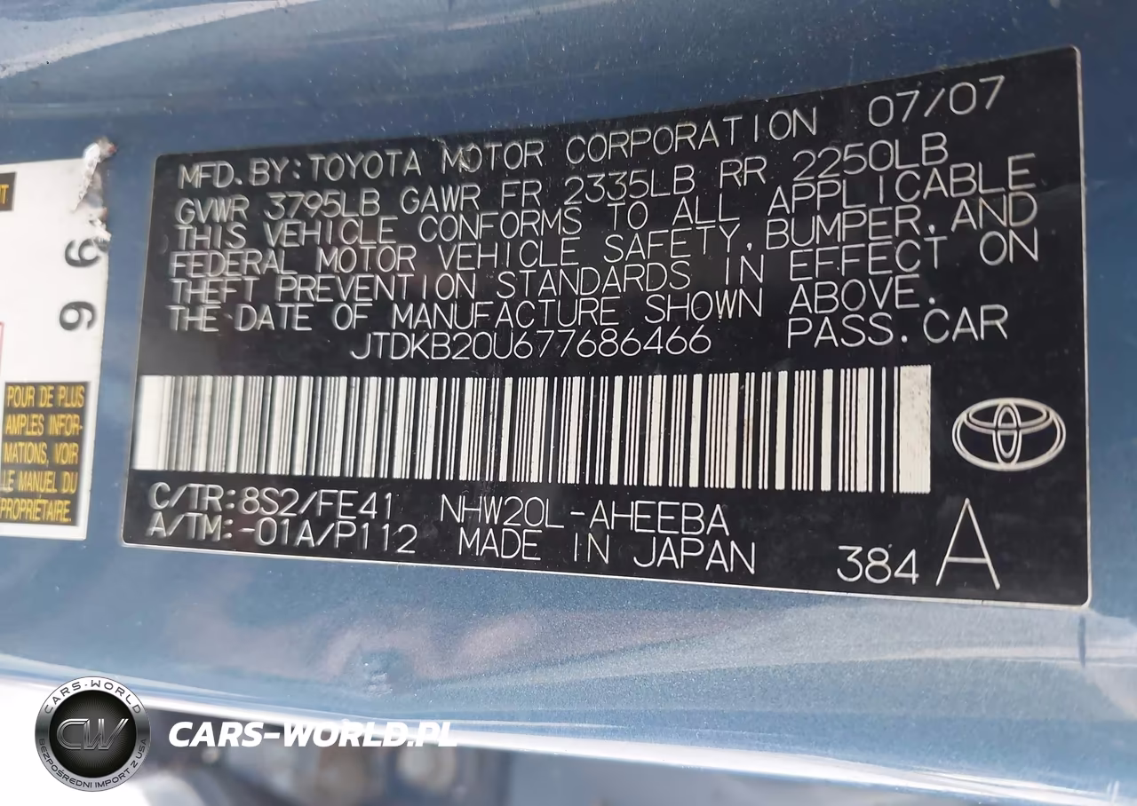 2007 Toyota Prius Touring VIN:JTDKB20U677686466 - 9