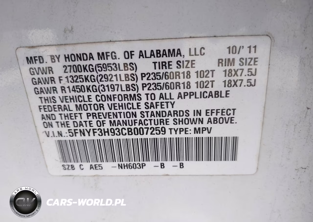 2012 Honda Pilot Touring VIN:5FNYF3H93CB007259 - 9