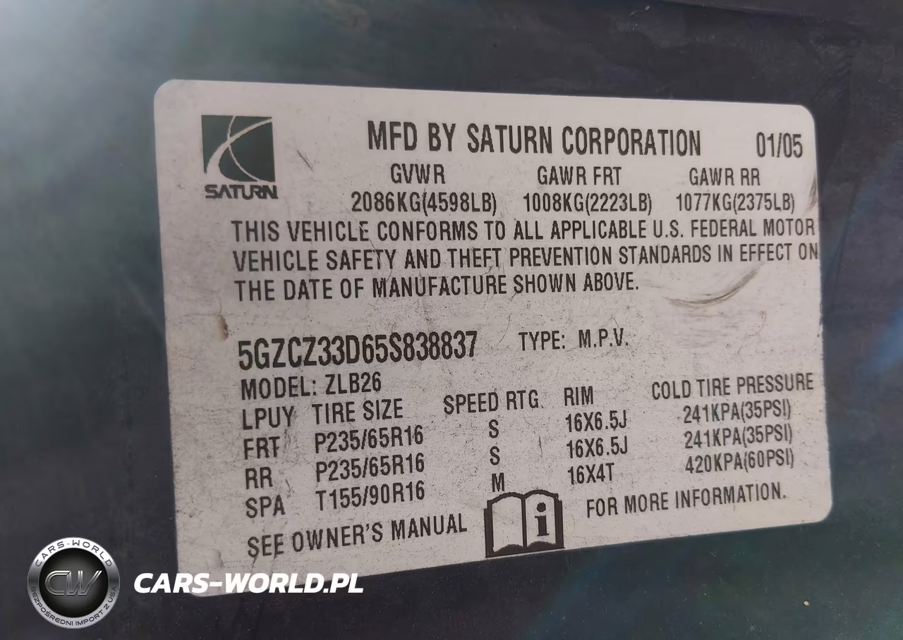 2005 Saturn Vue 4 Cyl VIN:5GZCZ33D65S838837 - 9