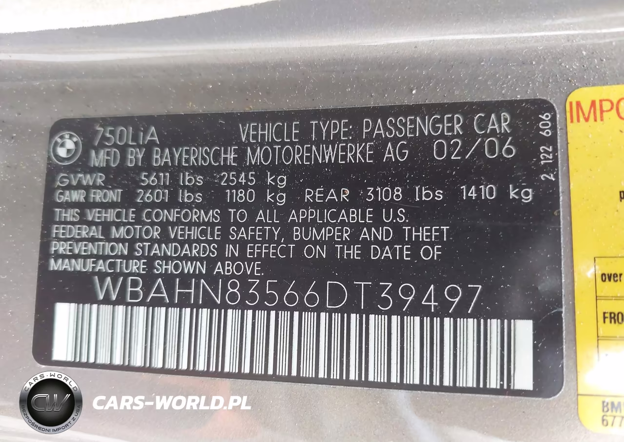 2006 BMW 750Li VIN:WBAHN83566DT39497 - 9
