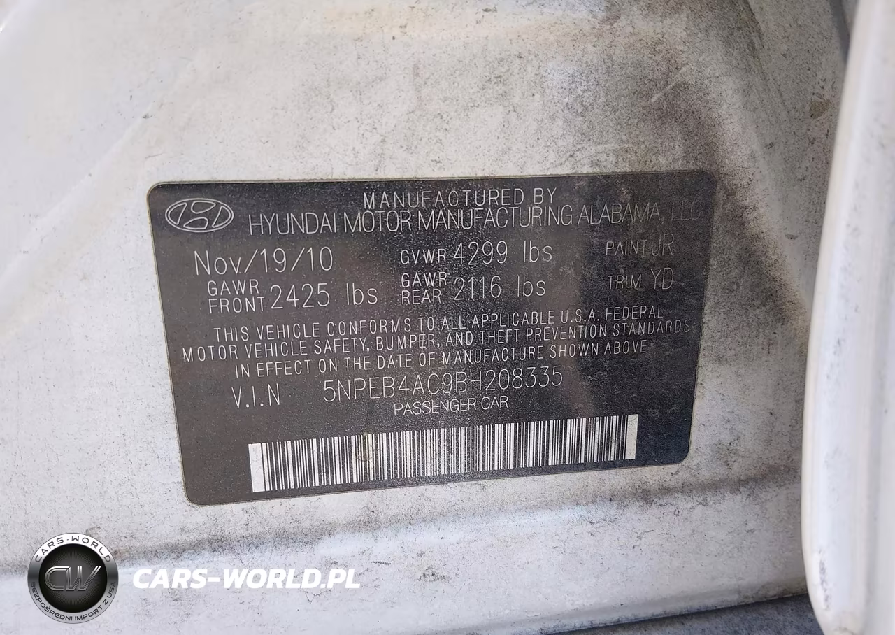 2011 Hyundai Sonata Gls VIN:5NPEB4AC9BH208335 - 9