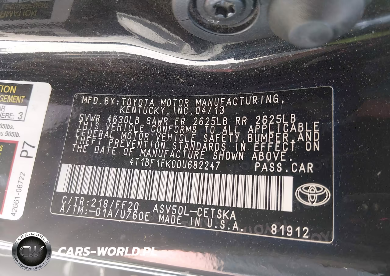 2013 Toyota Camry Se VIN:4T1BF1FK0DU682247 - 9