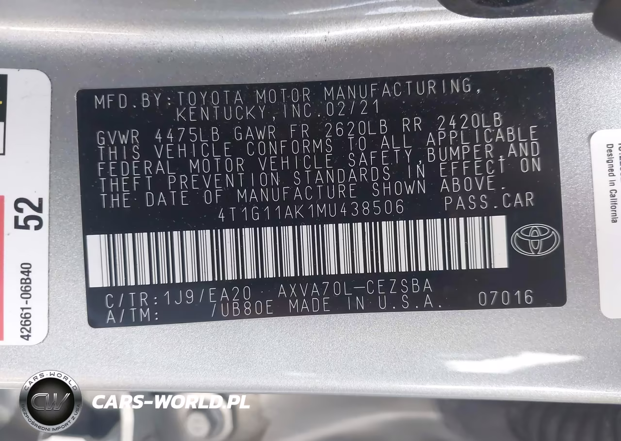 2021 Toyota Camry Se VIN:4T1G11AK1MU438506 - 9