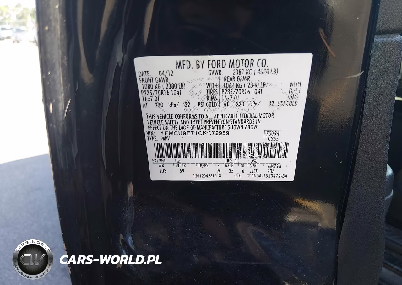 2012 Ford Escape Limited VIN:1FMCU9E71CKC72959 - 9