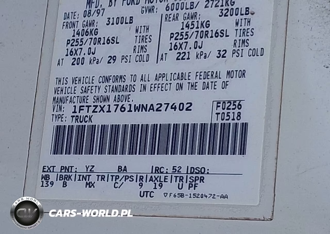1998 Ford F-150 VIN:1FTZX1761WNA27402 - 9